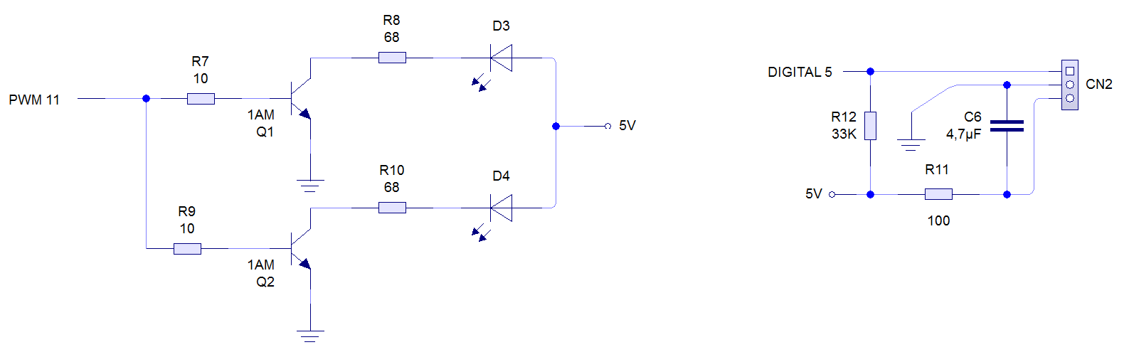 Esquema de entrada y salida de infrarrojos para shield de pinguino 4550 by Visystem